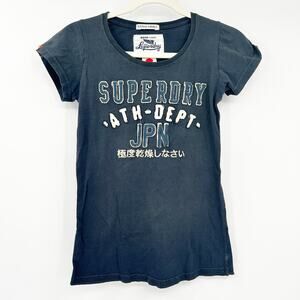 Superdry Womens VTG Vintage Y2K Japan‎ Embroidered Logo Baby Tee T-Shirt Size XS